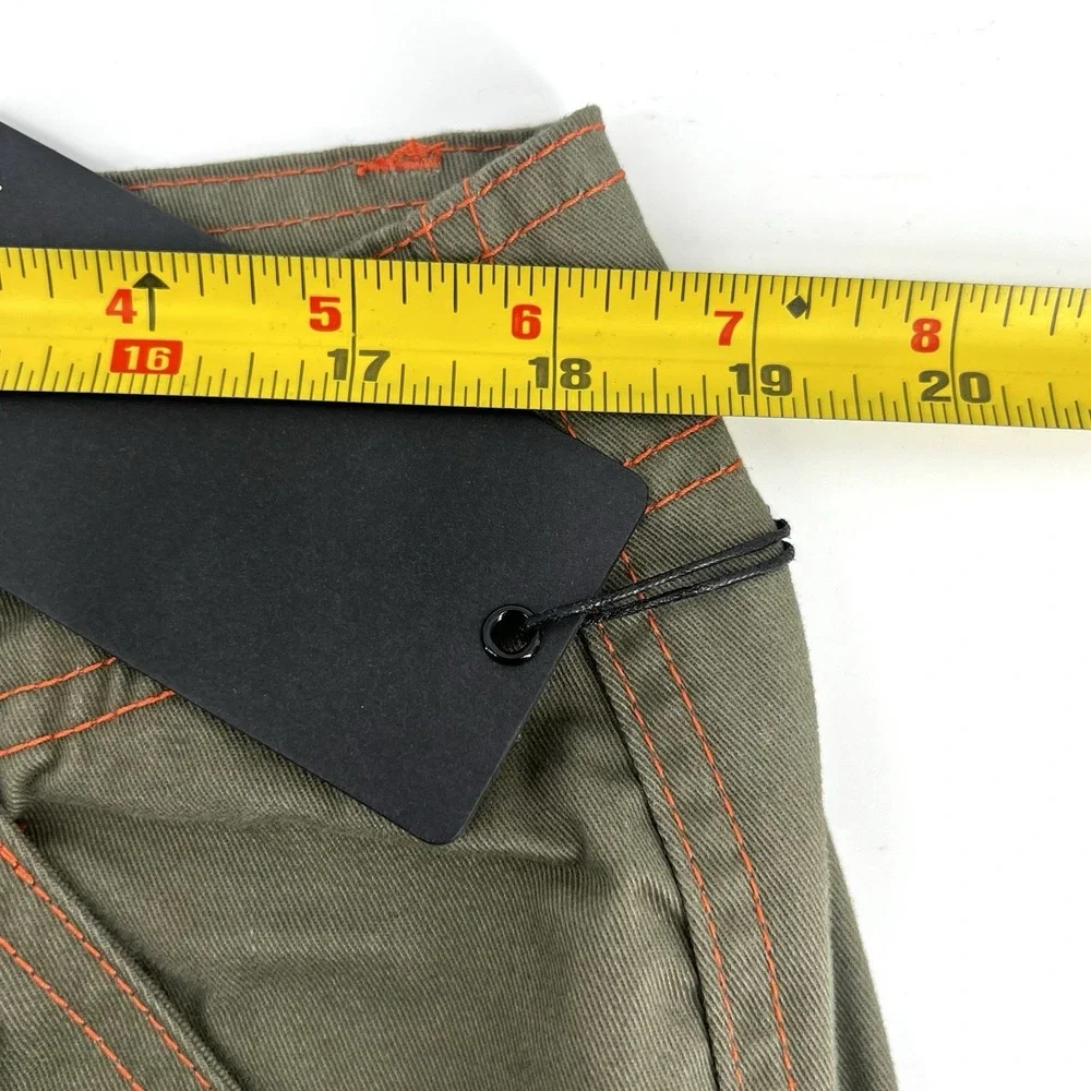 True Religion Cargo Pants Men's 34 Green‎ Kalamata Orange Stitching NWT $159 NEW